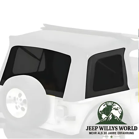 Sunrider Soft Top Black Denim with tinted Windows Jeep CJ7, Wrangler YJ (76-95) highlighted on greyed out Wrangler YJ.