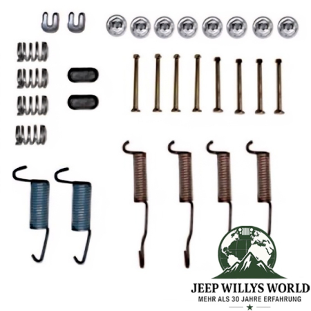 Brake drum shoe holddown spring and hardware kit for Jeep CJ5 CJ6 CJ7 69-78 with 11" Brake Drums