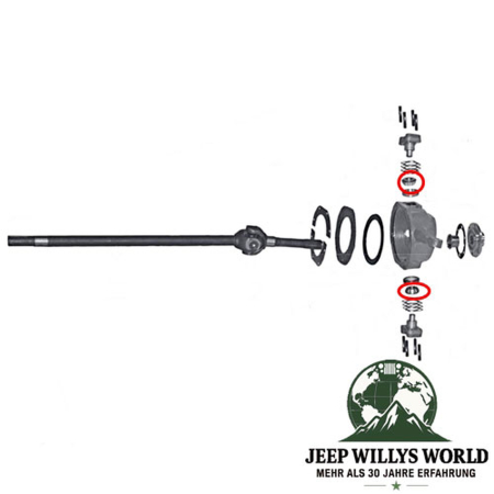 Achsschenkellager Vorderachse rechts oder links Dana 25 + 27 Jeep CJ + Willys 46-71