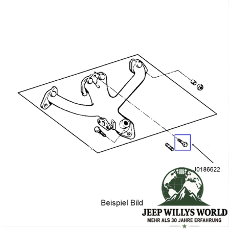 Abgaskrümmer Schraube für alle 4., 6. oder 8. Zylinder Motor. Jeep Cherokee XJ / Wrangler YJ / TJ / Grand Cherokee ZJ / Comanche MJ (1984-1999), technische Zeichnung, die die Position der Schrauben am Krümmer zeigt.