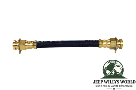 Bremsschlauch zum vorderen Achsschenkel rechts oder links Ford GPW, Jeep Willys MB, M38, M38A1, CJ2A, CJ3A, CJ5, CJ6 (41-66), Gewinde auf der rechten und linken Bildseite.