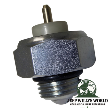 Getriebe- Allradschalter 4WD Dana 300 Quadra-Trac Verteilergetriebe Jeep CJ 80-86, Nahaufnahme von der Seite.