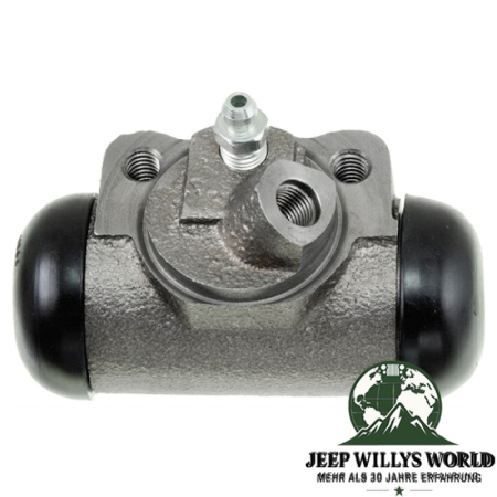Radbremszylinder vorne rechts 11" Trommelbremse Jeep CJ5 CJ6 CJ7 Cherokee SJ Wagoneer SJ 69-78, von oben abgebildet, Anschlüsse sichtbar.