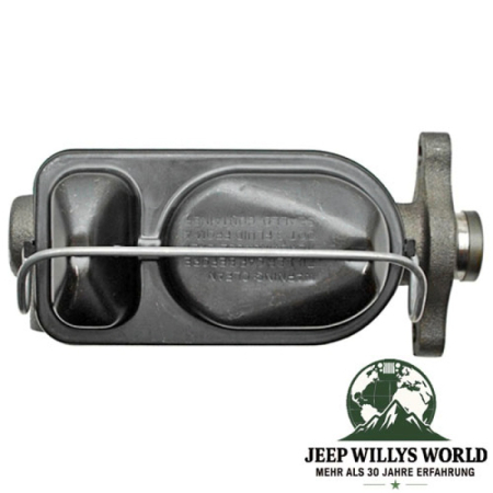 Hauptbremszylinder Jeep CJ5 CJ7 77-78 mit Bremskraftverstärker, Ansicht von oben, Deckel zu sehen.