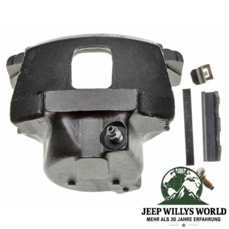 Bremssattel für vorne rechts Jeep CJ5 CJ7 CJ8 78‑81, Ansicht von hinten oben. Schraube und Befestigungsmetrial mit abgebildet.