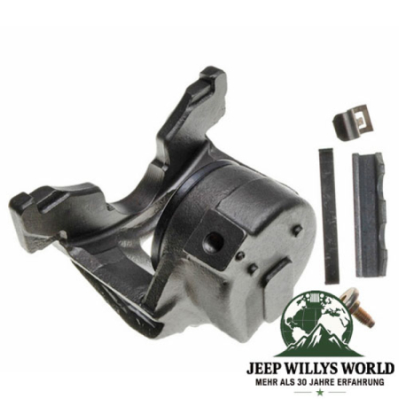 Bremssattel für vorne rechts Jeep CJ5 CJ7 CJ8 78‑81, Ansicht von hinten unten. Schraube und Befestigungsmetrial mit abgebildet.
