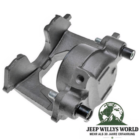 Front Left Brake Caliper Jeep CJ5 CJ7 CJ8 YJ XJ MJ 82-89, pictured from backside slightly tilted to the left top side laying down.