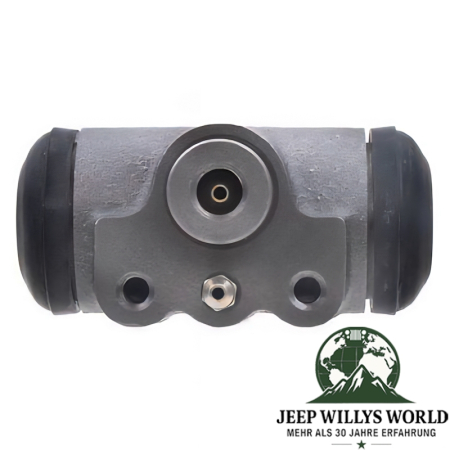 Wheel Brake Cylinder 9" drum brake front left or right Jeep Willys MB M38 CJ2A CJ3A Ford GPW 41-43, pictured from above, connection visable.