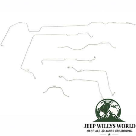 7-teiliger Bremsleitungssatz Jeep CJ8 81-85, alle 7 Leitungen abgebildet.