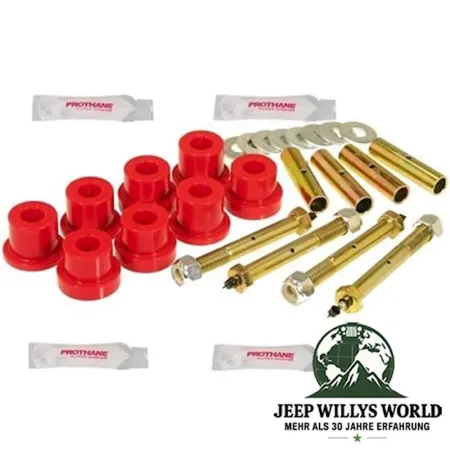 Blattfederbuchsen Set am Rahmen abschmierbar vorne oder hinten PU rot Jeep CJ 76-86