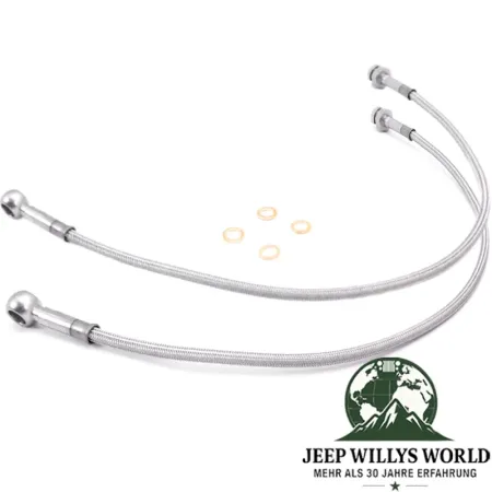 OMIX-Ada Bremsschläuche Flexschlauch Paar vorne Edelstahl 4" - 100mm Jeep CJ5 CJ7 CJ8 (1978-1986)