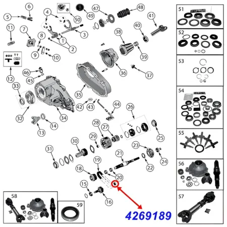Lager für die Ausgangswelle vorne (vorne oder hinten) am NP208, NP228, NP229 NP231, NP242, NV147, NV241, NV242, NV241OR, NV247, MP1622CC oder MP3022 Verteilergetriebe. Jeep SJ / J Serie / Cherokee XJ / Wrangler YJ / TJ / JK / JL / Grand Cherokee ZJ / ZG /