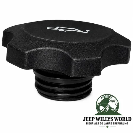 Crown Motor Öleinfülldeckel mit Schraubgewinde Jeep Wrangler YJ TJ / Cherokee XJ / Grand Cherokee ZJ ZG WJ WG mit 2,4L + 4,0L + 5,2L + 5,9 L Motor (1995-2006)