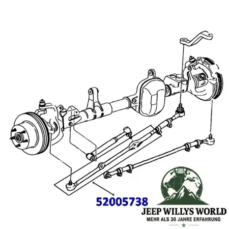 Dorman Schubstange mit Spurstangenkopf rechts für 4,0L Motor. Jeep Grand Cherokee ZJ ZG (1993-1998), technische Zeichnung