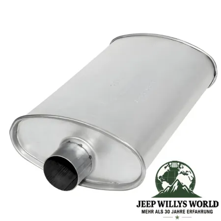 Endtopf Endschalldämpfer 2,25" 2,5L und 4,0L Motor Jeep Wrangler YJ (1987-1995), Eingang abgebildet.