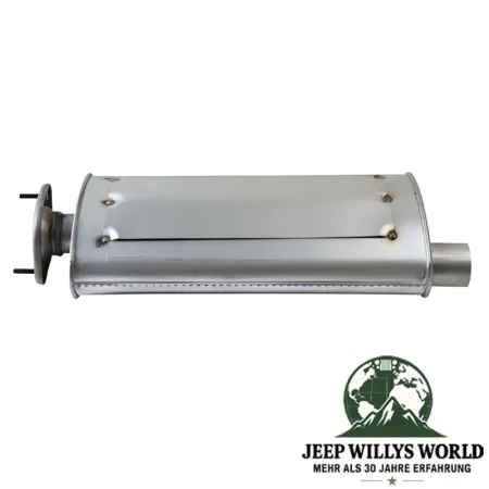 Endschalldämpfer (aluminisiert) mit 2,25" (57,15 mm) für 2,4L, 2,5L oder 4,0L Motor. Jeep Wrangler TJ (24.01.2000-2006), von oben abgebildet.