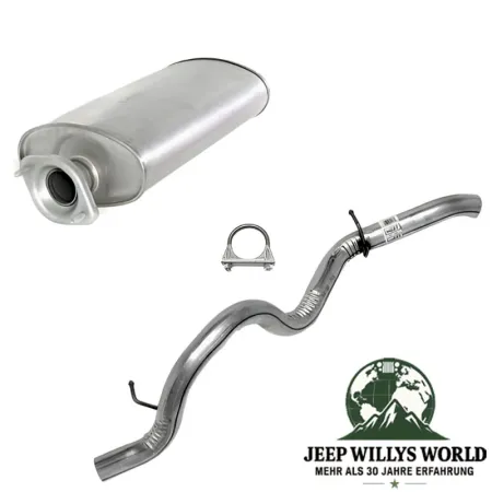 Endschalldämpfer & Endrohr Set (aluminisiert) mit 2,25" (57,15 mm) für 2,4L Motor. Jeep Wrangler TJ (2003-2006).