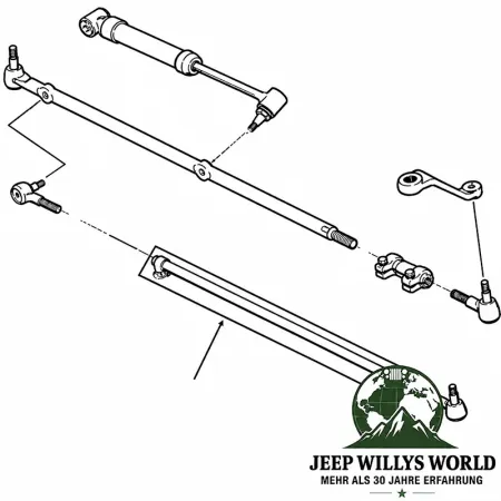 Spurstangenrohr mit Schellen Jeep Wrangler + Cherokee + Grand Cherokee 91-06