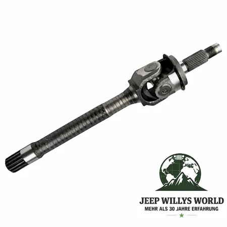 Propeller Drive Shaft Yoke Strap and Bolt Style Dana 30 Front Axle, 44 Rear Axle, 300 Transfer Case Jeep CJ Wrangler Cherokee Commanche 66-93, slightly tilted top side view with full product visable.