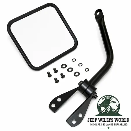 Außenspiegel Set schwarz pulverbeschichtet. Jeep CJ5 CJ6 CJ7 CJ8 / Wrangler YJ / Willys M38A1 (1955-1995).