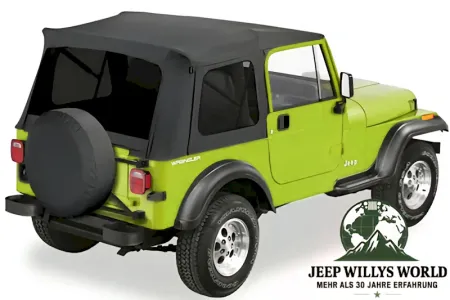 Bestop Supertop with tinted WIndows, Black Denim. Jeep CJ7, Wrangler YJ (1980-1995). Premium quality vinyl softtop.