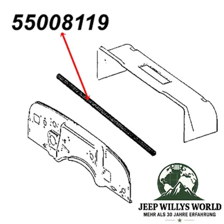 Hood to Cowl Seal Jeep Wrangler YJ 87-95