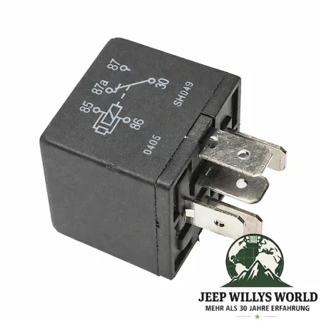 Relay 5-pin Starter, Fuel Pump, Idle Control, Diff. Lock, A/C. Jeep Wrangler YJ, Cherokee XJ, Comanche MJ, Grand Cherokee ZJ (1988-1995).
