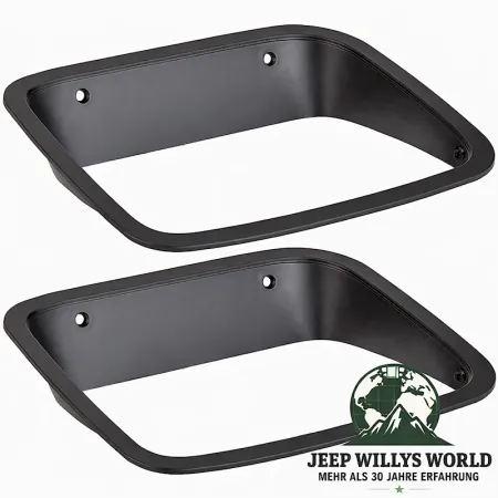 US Headlight Trim Bezel pair, black plastic, driver & passenger side (left & right). Jeep Wrangler YJ (1987-1995)