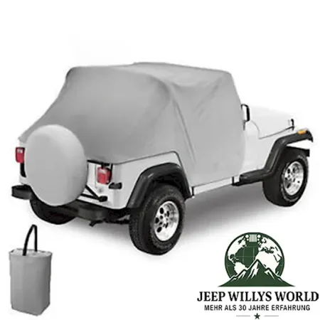 Bestop All Weather Trail Cab Cover Charcoal Denim (Grey) Jeep CJ7, Wrangler YJ (76-91), mounted.