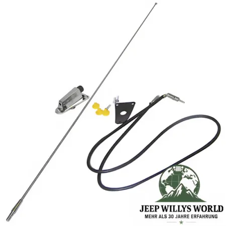 Antenna Base with Mast Chrome Jeep CJ + Wrangler 76-95