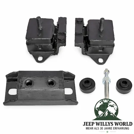 Crown Engine Mount Bracket Motor Mount + Transmission Mount Set Jeep CJ5 CJ7 CJ8 / Wagoneer SJ + J-Series 4.2L 6-Cyl. (1974-1990)