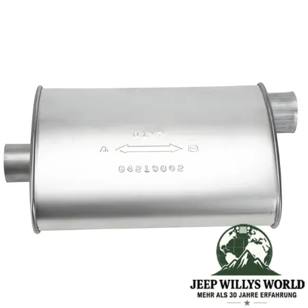 Exhaust 2" Muffler MSL Maximum for 4.2L engine. Jeep Wrangler YJ (1987-1990), top side pictured.