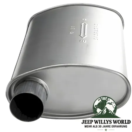 Exhaust 2" Muffler MSL Maximum for 4.2L engine. Jeep Wrangler YJ (1987-1990), Outlet pictured.