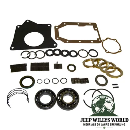 Transmission Overhaul Kit T176, T177 Transmission Jeep CJ / SJ (80-86), all Parts pictured (Oil Seals, Bearings, Small Parts, Gaskets, synchronizing ring)