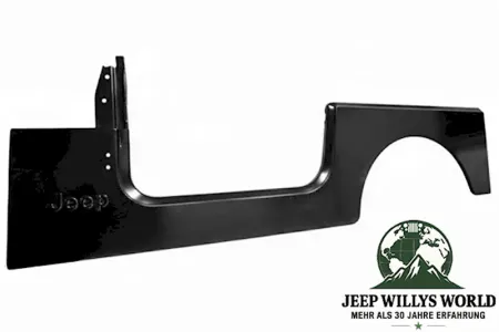 Mopar steel body panel, left side, embossed, primed black. Jeep CJ7 / Wrangler YJ  (1976-1995)