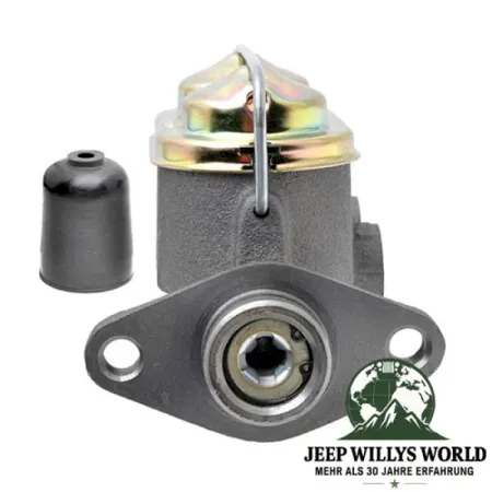 Raybestos Hauptbremszylinder für 11" (280 mm) Trommelbremsen vorne ohne Bremskraftverstärker. Jeep CJ5 CJ6, SJ J-Serie, C104 Commando (1968-1975), frontal auf Anshluss abgebildet.