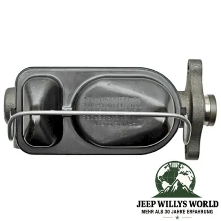 Hauptbremszylinder Jeep CJ5 CJ7 77-78 mit Bremskraftverstärker, Ansicht von oben, Deckel zu sehen.