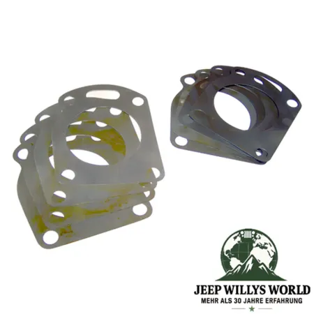 Ausgangswellen Einstellscheiben Set vorne Dana 300 Verteilergetriebe Jeep CJ 80-86, Nahaufnahme.