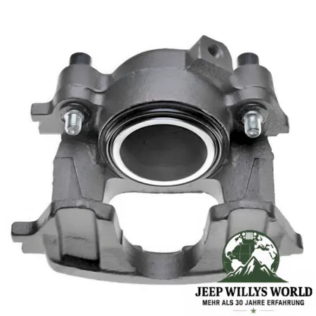 Raybestos Bremssattel Fahrerseite, vorne links. Jeep CJ5 CJ7 CJ8, Wrangler YJ, Cherokee XJ, Comanche MJ (1982-1989, auf Oberseite liegend von schräg vorne abgebildet.