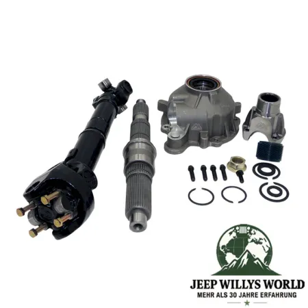 Slip Yoke Eliminator Kit mit verstärkter Antriebswelle für 2"-6" Höherlegung (50-150 mm) inkl. verstärkter Hauptwelle, hinterem Getriebedeckel und Ausgangsflansch hinten für NP231 Verteilergetriebe. Jeep Wrangler YJ / TJ / (1987-2006), voller Lieferumfang