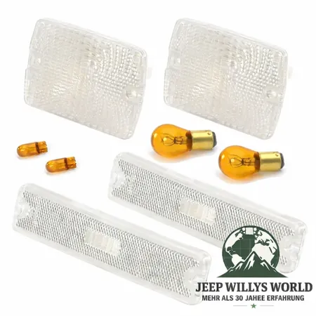 Turn Signal Light Set Front White Jeep Wrangler 87-95