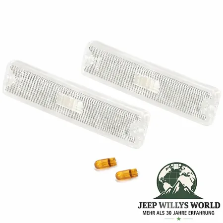 Turn Signal Side Marker Light Lens Pair White Jeep Wrangler 87-95