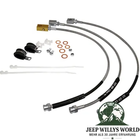 Brake Hose Set, flexible stainless steel, Jeep CJ5 CJ7 CJ8 82-86