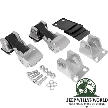 RT Off-Road Motorhaubenverschluss Haken Haubenhalter Haubenhaken TJ Optik Edelstahl hochglanzpoliert Jeep CJ5 CJ6 CJ7 CJ8 / Wrangler YJ (1599-1995)