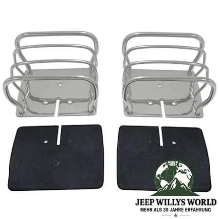 RT Off-Road Rückleuchtenschutzgitter Rückleuchtengitter Rückleuchte Heckleuchtenschutzgitter Lampenschutzgitter Edelstahl US Modell Jeep CJ5 CJ7 CJ8 / Wrangler YJ TJ (1976-2006)