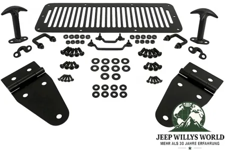 Hood Hinge Kit in Black Stainless CJ + Wrangler YJ year 76-95