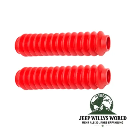 Daystar Stoßdämpfermanschette Paar 2 Stück Universal rot Jeep CJ5 CJ7 CJ8 + Wrangler YJ TJ JK + Cherokee XJ + Grand Cherokee ZJ ZG (1976-2018)