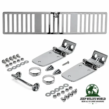 Rugged Ridge Motorhauben Scharnier Set Edelstahl Hochglanzpoliert Jeep Wrangler TJ (1996-1997)