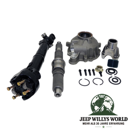 Slip Yoke Eliminator Kit mit verstärkter Antriebswelle für 2"-6" Höherlegung (50-150 mm) inkl. verstärkter Hauptwelle, hinterem Getriebedeckel und Ausgangsflansch hinten für NP231 Verteilergetriebe. Jeep Wrangler YJ / TJ / (1987-2006), voller Lieferumfang