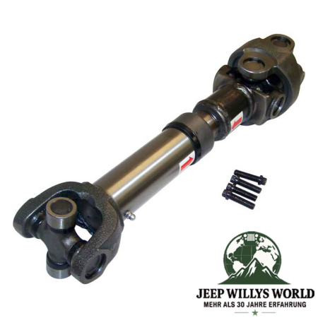 Slip Yoke Eliminator Kit mit verstärkter Antriebswelle für 2"-6" Höherlegung (50-150 mm) inkl. verstärkter Hauptwelle, hinterem Getriebedeckel und Ausgangsflansch hinten für NP231 Verteilergetriebe. Jeep Wrangler YJ / TJ / (1987-2006), Kardanwelle abgebil